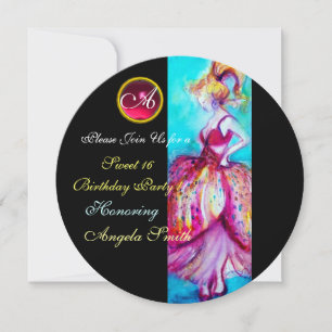 INVITATION JEUNE FILLE BLANC DOUCE 16 PARTY GEM MONOGRAM