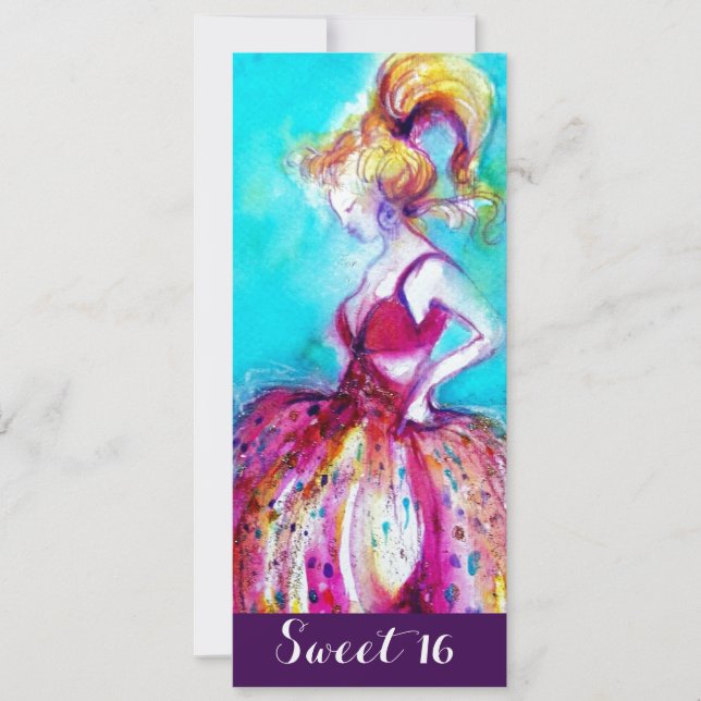 INVITATION JEUNE FILLE BLANCHE SWEET 16 ANNIVERSAIRE (Devant)
