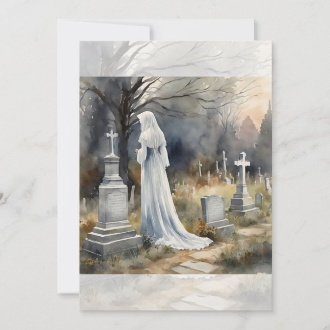 Invitation Jeune fille fantomatique dans le cimetière  (Devant)