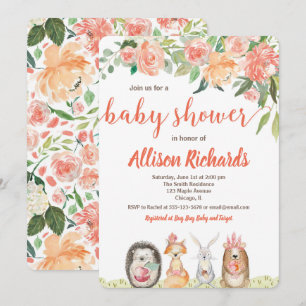 Invitation Jeune fille invitée par le baby shower des animaux