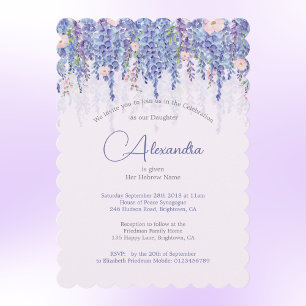 Invitation Jeune Fille Juive Bébé Nommer Floral Lavender Élég