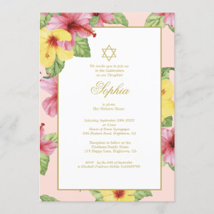 Invitation Jeune Fille Juive Nommer Hibiscus Floral Rose