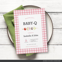 Jeune fille rose BabyQ Couple Baby shower Invitati