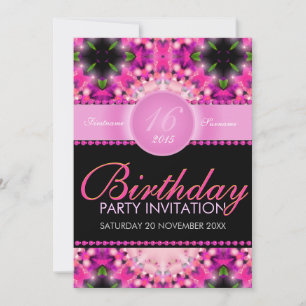 Invitation Jeune fille rose bonbon 16e anniversaire Invitatio