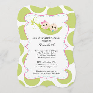 Invitation Jeune fille Twin dans Baby shower Pea Pod