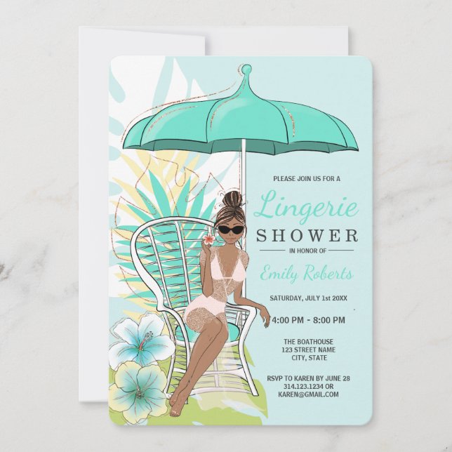 Invitation Jeune mariée d'Afro-américain de douche de (Devant)