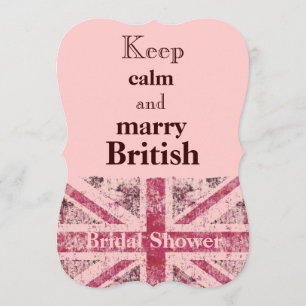 Invitation Jeune mariée grunge Girly d'Union Jack les anglais