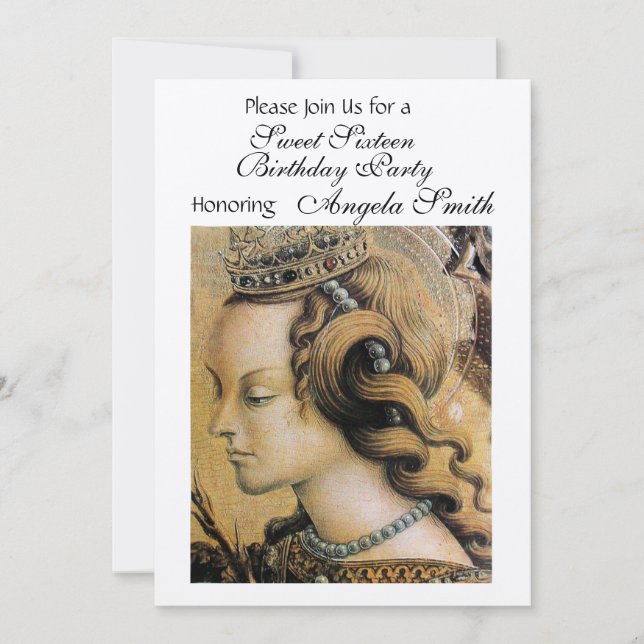 Invitation JEUNE PRINCESS SWEET 16 PARTY Gold Metallic (Devant)