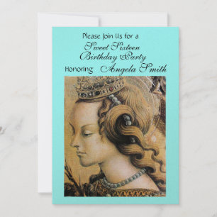 Invitation JEUNE PRINCESSE SWEET 16 PARTY Gold Blue Green