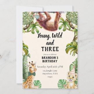 Invitation Jeune, sauvage et trois