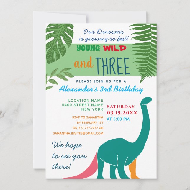 Invitation Jeune Sauvage et Trois 3e Anniversaire (Devant)