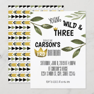 Invitation Jeune sauvage et trois ans
