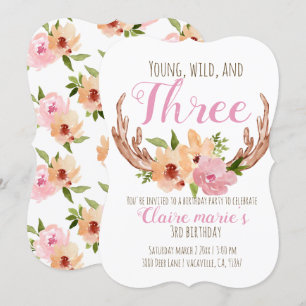 Invitation Jeune sauvage et trois ans de bois