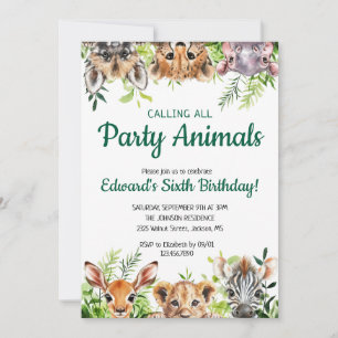 Invitation Jeune Sauvage Et Trois Beaux Animaux Safari Annive