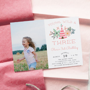 Invitation Jeune, Sauvage et Trois Enfants Troisième Annivers