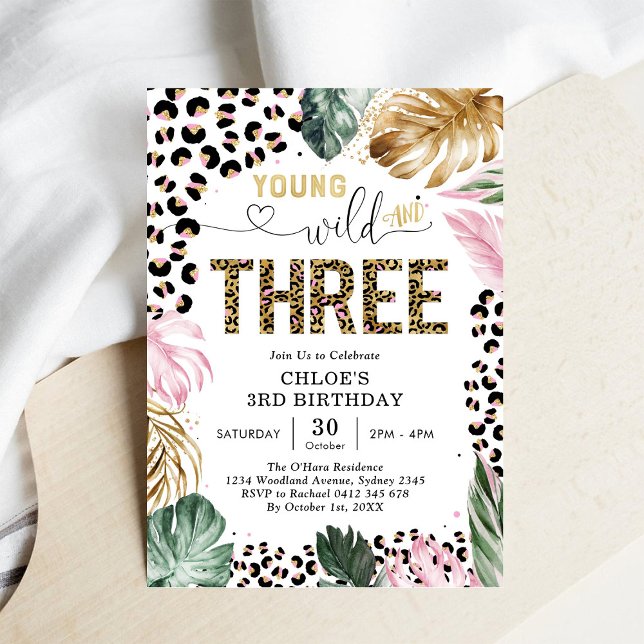 Invitation Jeune Sauvage et Trois Fille au Léopard 3e Anniver (Créateur téléchargé)
