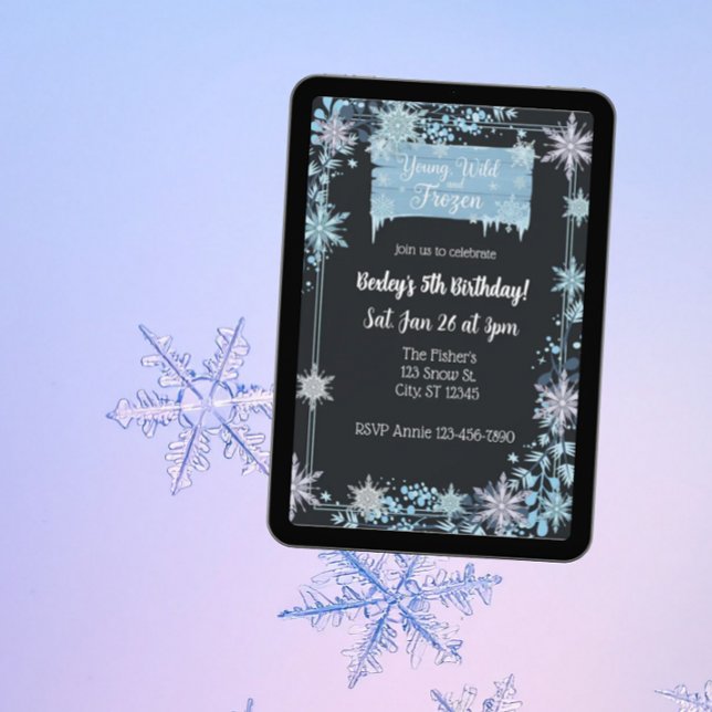 Invitation Jeune, Sauvage & Flocon de Neige Anniversaire (Créateur téléchargé)