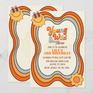 Invitation Jeune, Sauvage & Trois 3e Anniversaire Rétro Arc-e