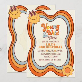 Invitation Jeune, Sauvage & Trois 3e Anniversaire Rétro Arc-e