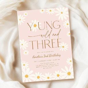 Invitation Jeune Sauvage Trois Anniversaire Floral 3 Ans