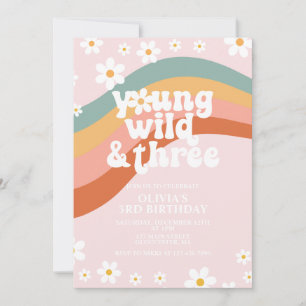 Invitation Jeune Sauvage Trois Groovy anniversaire 3 ans dais