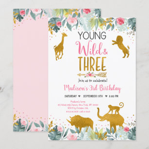 Invitation Jeune Wild Et Trois Pink Gold Safari Anniversaire