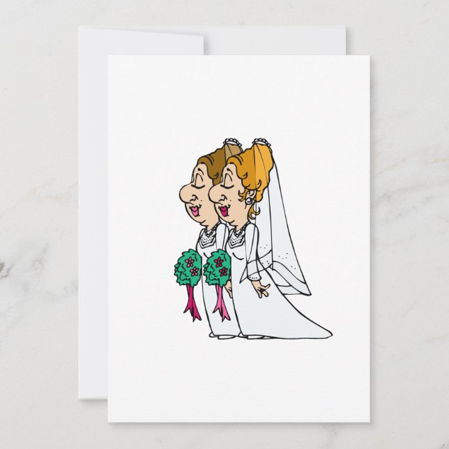 Invitation Jeunes mariées descendant le bas-côté (Devant)