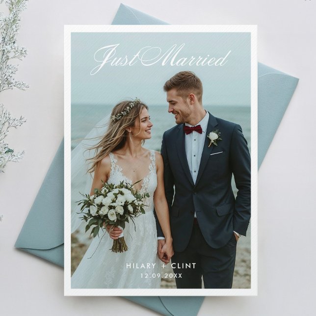 Invitation Jeunes Mariés Élégante Annonce de Photo de Mariage (Créateur téléchargé)