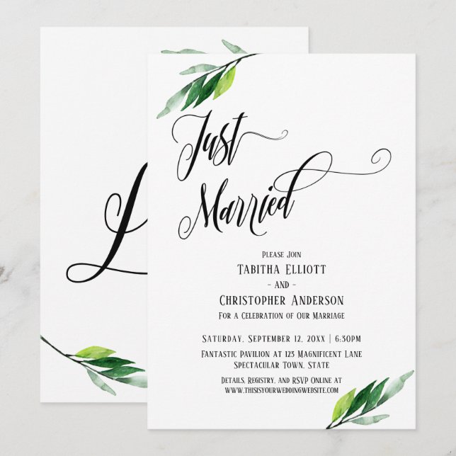 Invitation Jeunes Mariés Scénario Élaboré et Verdure (Devant / Derrière)