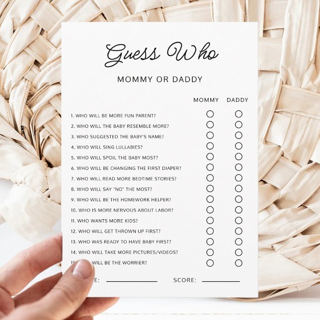 Invitation Jeux d'activité pour Baby Shower : devine qui est  (Créateur téléchargé)