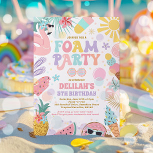 Invitation Jeux d'Anniversaire de la piscine en mousse tropic
