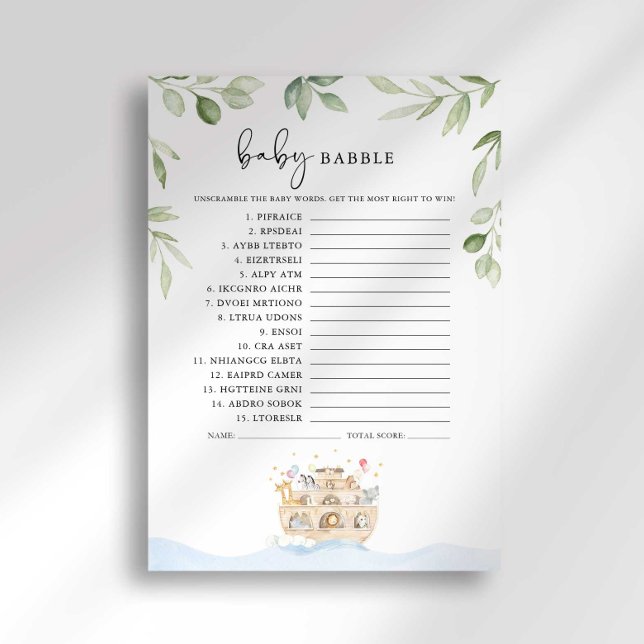 Invitation Jeux de babillage pour bébé Shower de l'arche de N (Créateur téléchargé)