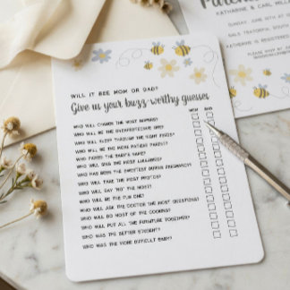 Invitation Jeux de Baby Shower Bumble Bee, jeu de fête sur le