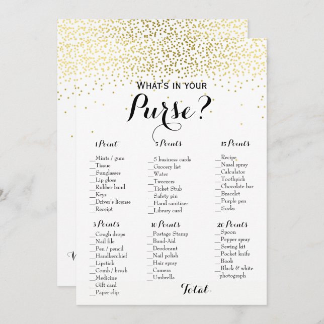 Invitation Jeux de Baby Shower de Mariage Double Face Confett (Devant / Derrière)