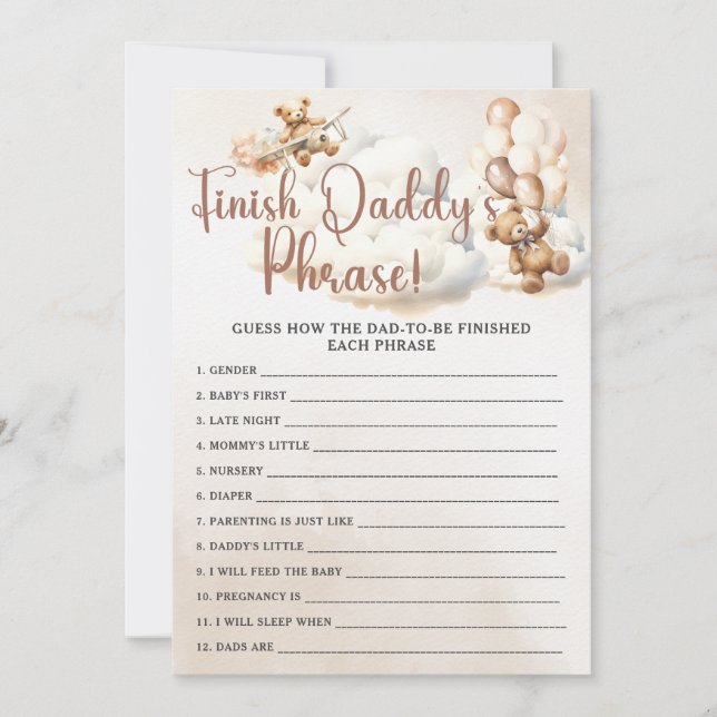 Invitation JEUX DE BABY-SHOWER : FINIR LA PHRASE DE PAPA Mign (Devant)