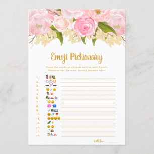 Invitation Jeux de Baby shower Pink And Gold Emoji Pictionary