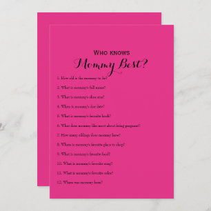 Invitation Jeux de Baby shower rose chaud double face