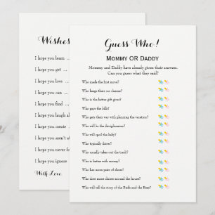 Invitation Jeux de baby shower - souhaits pour le bébé et la