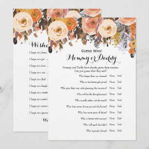 Invitation Jeux de baby shower - Voeux pour bébé et Devinez q