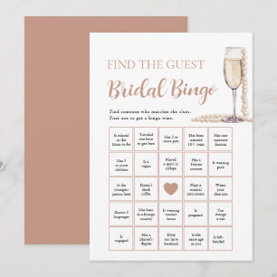 Invitation Jeux de Bingo Mariage Perles & Prosecco Trouvez l'