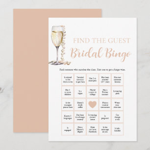 Invitation Jeux de Bingo Mariage Perles & Prosecco Trouvez l'