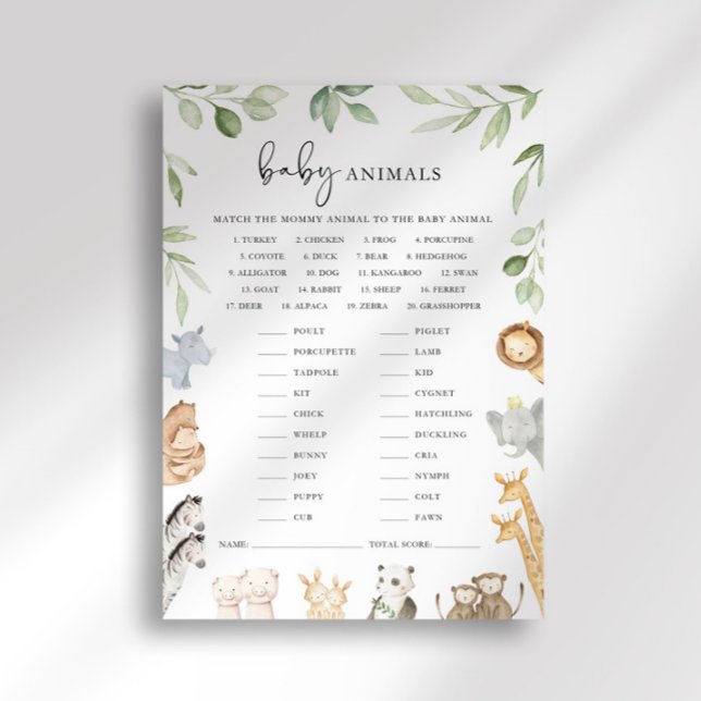 Invitation Jeux de correspondance d'animaux bébé de l'arche d (Créateur téléchargé)