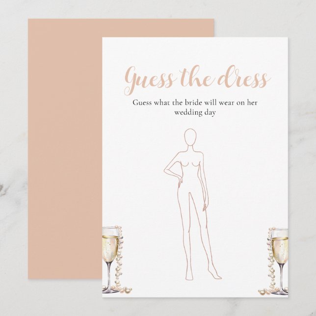 Invitation Jeux de devinette de robe de mariée Prosecco Perle (Devant / Derrière)