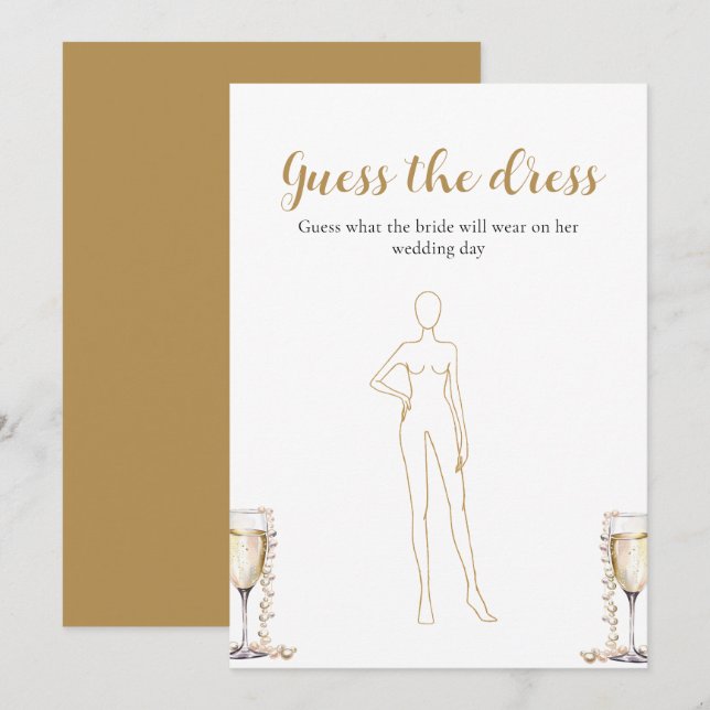 Invitation Jeux de devinette de robe de mariée Prosecco Perle (Devant / Derrière)