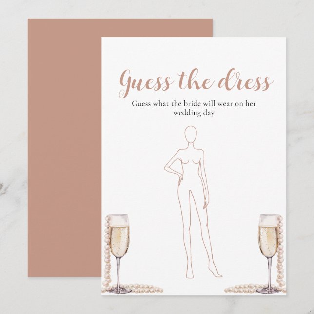 Invitation Jeux de devinette de robe de mariée Prosecco Perle (Devant / Derrière)