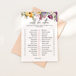 Invitation Jeux de Fête de Mariage Floral 'Préférerait-Elle'
