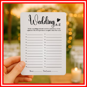 Invitation Jeux de Fête des mariées A-Z mariage Jeu d'Alphabe