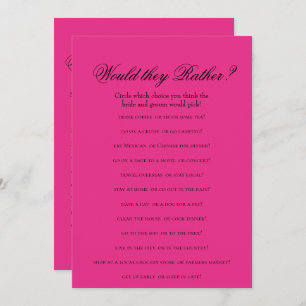 Invitation Jeux de Fête des mariées rose chaud double face