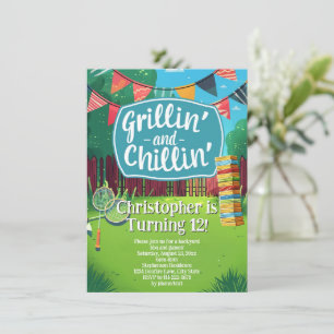 Invitation Jeux de jardin Grillades BBQ Fête d'anniversaire