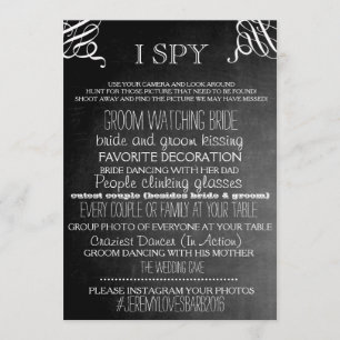 Invitation Jeux de mariage 'I Spy' édition tableau noir